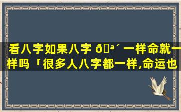 看八字如果八字 🪴 一样命就一样吗「很多人八字都一样,命运也一 🦊 样吗」